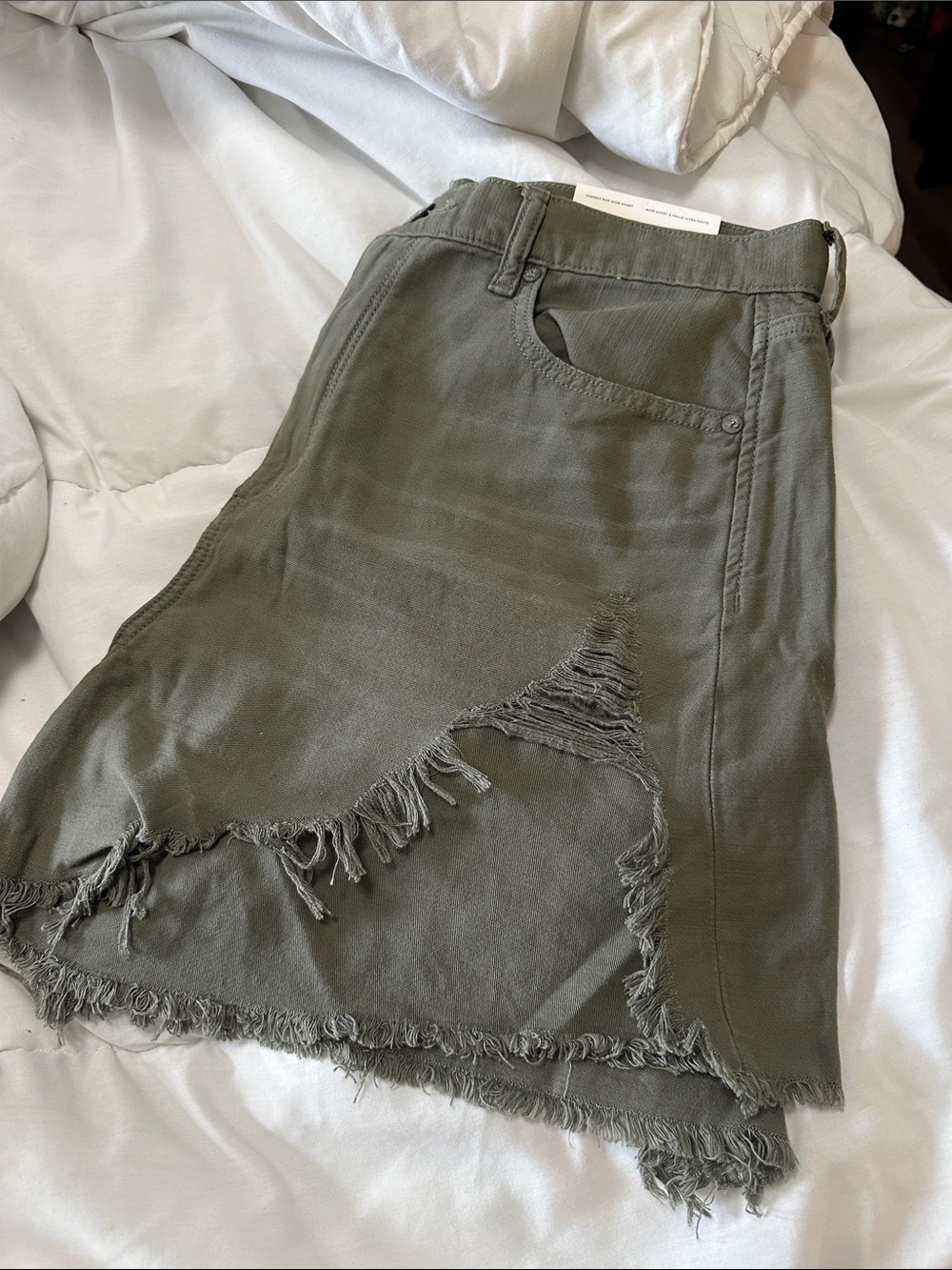 NWT American Eagle Outfitters Olive Green High-Waist Frayed Shorts